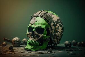 Anti terrorism day, Stop the war background with terrorist skull. Created photo