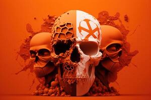Anti terrorism day, Stop the war background with terrorist skull. Created photo