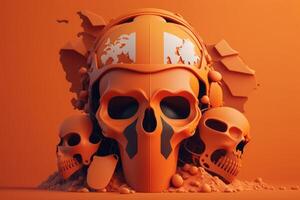 Anti terrorism day, Stop the war background with terrorist skull. Created photo