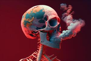 No tobacco day, Stop smoking background with skeleton. Created photo