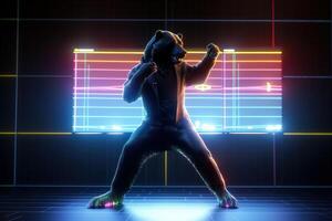 Bear dancing and celebrating background, Bearish in Stock market and Crypto currency. Created photo