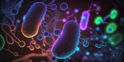 bacterias células debajo microscopio fondo, bacterias enfermedad epidemia. generativo ai foto