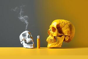 World no tobacco day background, No smoking concept with skull and cigarette. photo