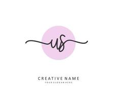 U S US Initial letter handwriting and  signature logo. A concept handwriting initial logo with template element. vector