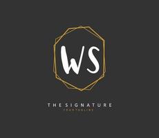 W S WS Initial letter handwriting and  signature logo. A concept handwriting initial logo with template element. vector