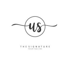 U S US Initial letter handwriting and  signature logo. A concept handwriting initial logo with template element. vector