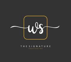 W S WS Initial letter handwriting and  signature logo. A concept handwriting initial logo with template element. vector