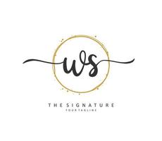 W S WS Initial letter handwriting and  signature logo. A concept handwriting initial logo with template element. vector