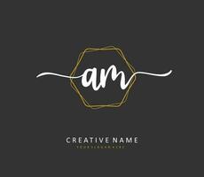 A M AM Initial letter handwriting and  signature logo. A concept handwriting initial logo with template element. vector