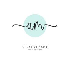 A M AM Initial letter handwriting and  signature logo. A concept handwriting initial logo with template element. vector