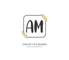 A M AM Initial letter handwriting and  signature logo. A concept handwriting initial logo with template element. vector