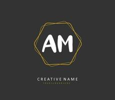 A M AM Initial letter handwriting and  signature logo. A concept handwriting initial logo with template element. vector