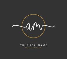 A M AM Initial letter handwriting and  signature logo. A concept handwriting initial logo with template element. vector