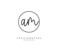 A M AM Initial letter handwriting and  signature logo. A concept handwriting initial logo with template element. vector