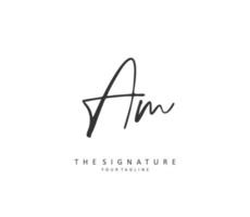 A M AM Initial letter handwriting and  signature logo. A concept handwriting initial logo with template element. vector