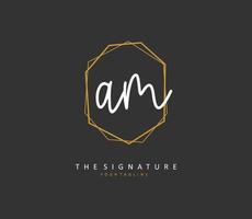 A M AM Initial letter handwriting and  signature logo. A concept handwriting initial logo with template element. vector