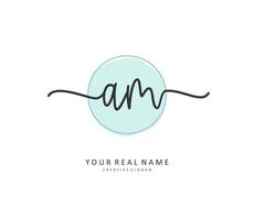 A M AM Initial letter handwriting and  signature logo. A concept handwriting initial logo with template element. vector