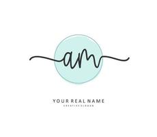 A M AM Initial letter handwriting and  signature logo. A concept handwriting initial logo with template element. vector