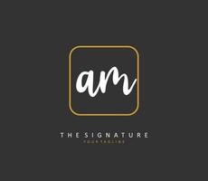 A M AM Initial letter handwriting and  signature logo. A concept handwriting initial logo with template element. vector