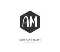 A M AM Initial letter handwriting and  signature logo. A concept handwriting initial logo with template element. vector