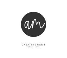 A M AM Initial letter handwriting and  signature logo. A concept handwriting initial logo with template element. vector