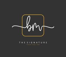 B M BM Initial letter handwriting and  signature logo. A concept handwriting initial logo with template element. vector