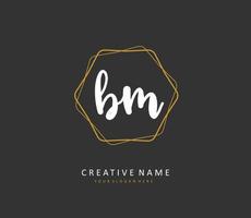 B M BM Initial letter handwriting and  signature logo. A concept handwriting initial logo with template element. vector