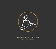 B M BM Initial letter handwriting and  signature logo. A concept handwriting initial logo with template element. vector