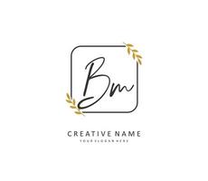 B M BM Initial letter handwriting and  signature logo. A concept handwriting initial logo with template element. vector