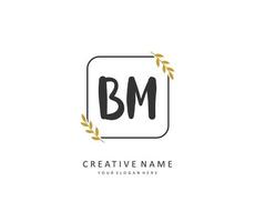 B M BM Initial letter handwriting and  signature logo. A concept handwriting initial logo with template element. vector