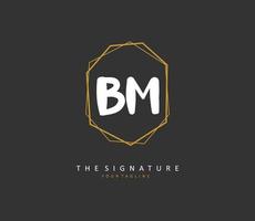 B M BM Initial letter handwriting and  signature logo. A concept handwriting initial logo with template element. vector