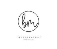 B M BM Initial letter handwriting and  signature logo. A concept handwriting initial logo with template element. vector