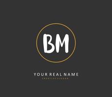 B M BM Initial letter handwriting and  signature logo. A concept handwriting initial logo with template element. vector