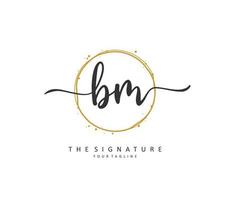 B M BM Initial letter handwriting and  signature logo. A concept handwriting initial logo with template element. vector