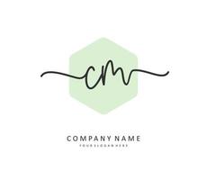 C M CM Initial letter handwriting and  signature logo. A concept handwriting initial logo with template element. vector