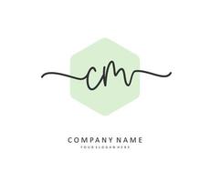 C M CM Initial letter handwriting and  signature logo. A concept handwriting initial logo with template element. vector