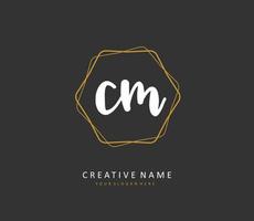 C M CM Initial letter handwriting and  signature logo. A concept handwriting initial logo with template element. vector