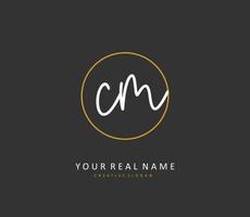 C M CM Initial letter handwriting and  signature logo. A concept handwriting initial logo with template element. vector