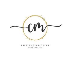 C M CM Initial letter handwriting and  signature logo. A concept handwriting initial logo with template element. vector