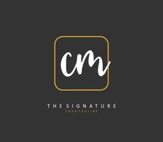 C M CM Initial letter handwriting and  signature logo. A concept handwriting initial logo with template element. vector