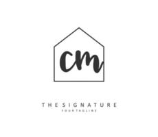 C metro cm inicial letra escritura y firma logo. un concepto escritura inicial logo con modelo elemento. vector