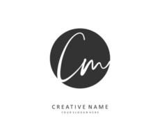 C M CM Initial letter handwriting and  signature logo. A concept handwriting initial logo with template element. vector