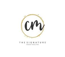 C M CM Initial letter handwriting and  signature logo. A concept handwriting initial logo with template element. vector