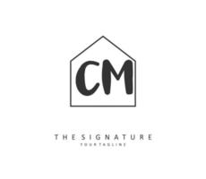 C M CM Initial letter handwriting and  signature logo. A concept handwriting initial logo with template element. vector