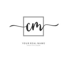 C M CM Initial letter handwriting and  signature logo. A concept handwriting initial logo with template element. vector