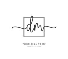 D M DM Initial letter handwriting and  signature logo. A concept handwriting initial logo with template element. vector