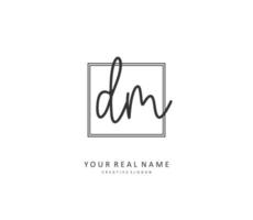 D M DM Initial letter handwriting and  signature logo. A concept handwriting initial logo with template element. vector