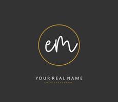 E M EM Initial letter handwriting and  signature logo. A concept handwriting initial logo with template element. vector