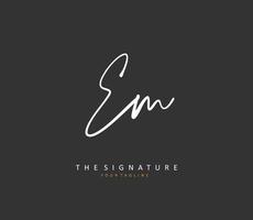 E M EM Initial letter handwriting and  signature logo. A concept handwriting initial logo with template element. vector