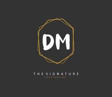 D M DM Initial letter handwriting and  signature logo. A concept handwriting initial logo with template element. vector